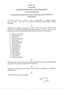Uchwała nr 4732/2022 zarządu województwa wielkopolskiego z dnia 3 marca 2022 roku w sprawie powołania członków rady zespołu parków krajobrazowych województwa wielkopolskiego
