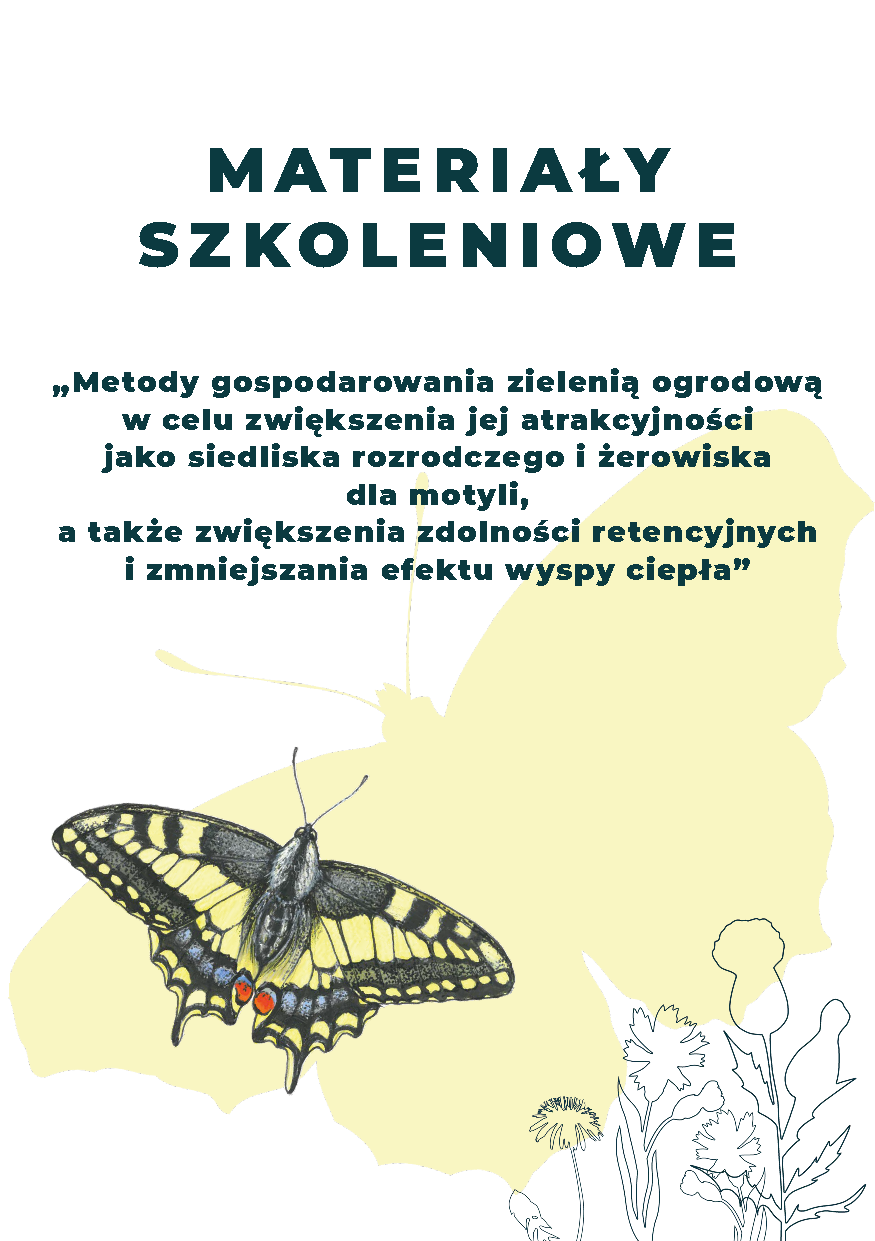 Strona tytułowa wydawnictwa. Widoczny jest rysunek motyla i roślin.