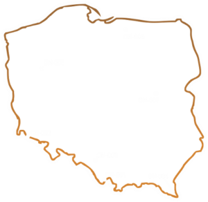 Mapa Polski z zaznaczonymi Ostojami Ciemnego Nieba.