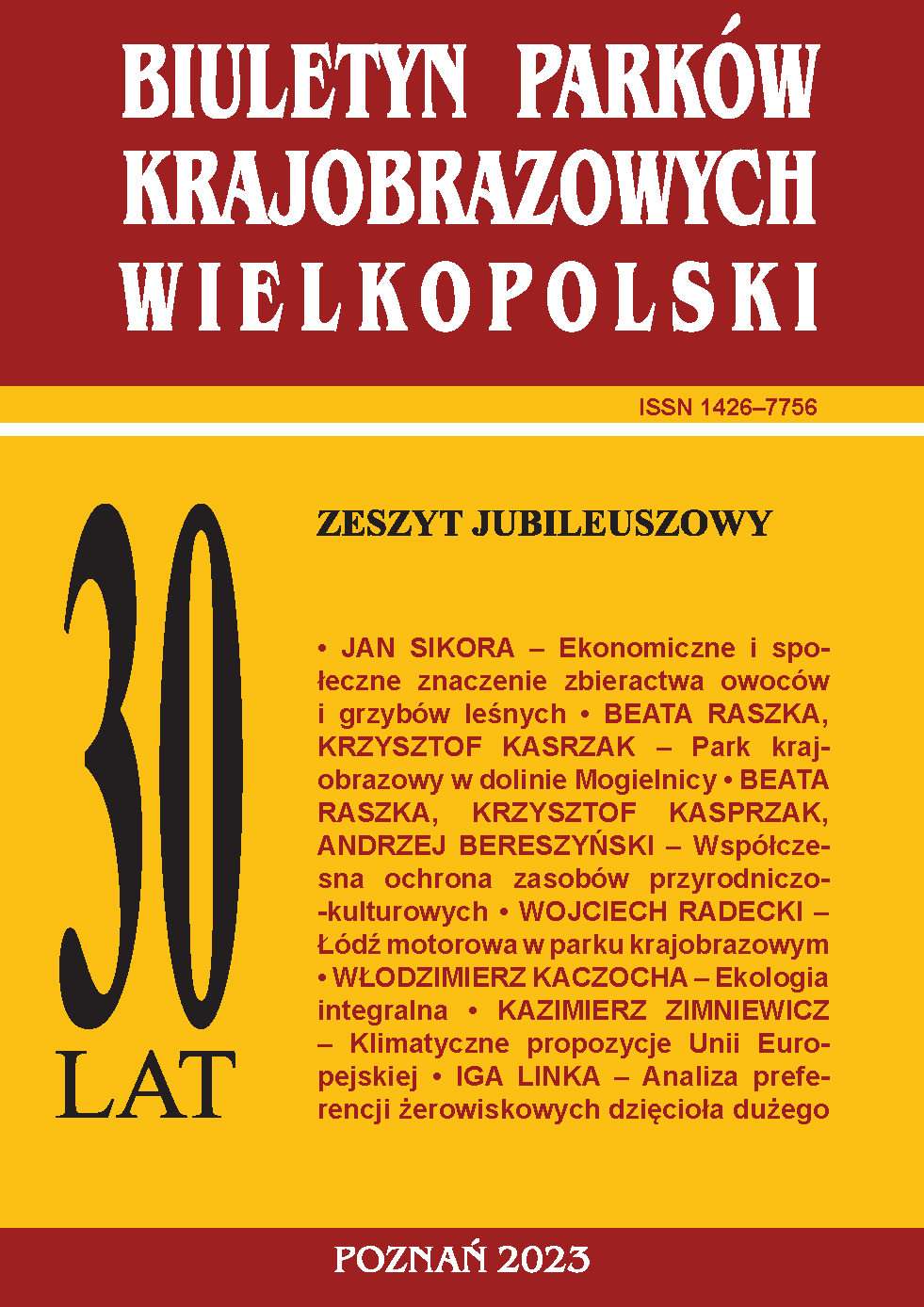 Okładka wydawnictwa. Wymienione są tytuły artykułów i ich autorzy, widnieje napis 